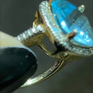 Aquamarine Diamond Halo Ring